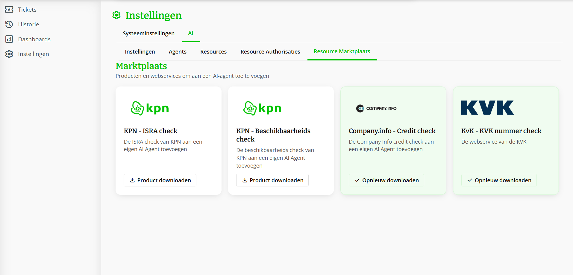 Marktplaats waar partners zelf koppelingen toevoegen, zoals KVK en Company.info